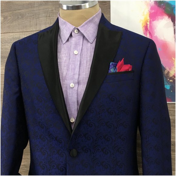 Egara Mens Tuxedo‎ Blazer Sport Coat Two Button Dinner Jacket 40L Casual Suits - Picture 2 of 13